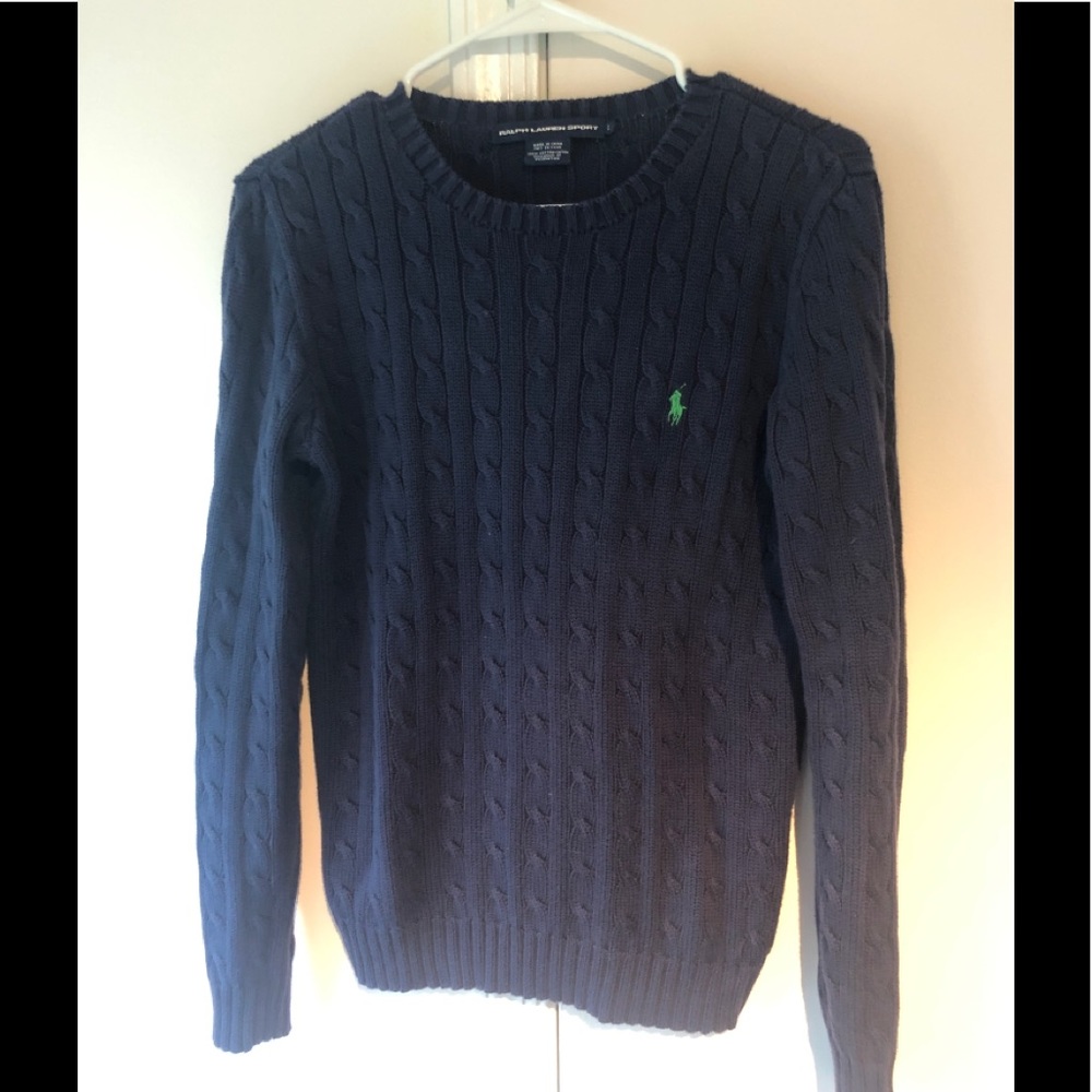 Ralph Lauren Sport Cable Knit Navy Sweater